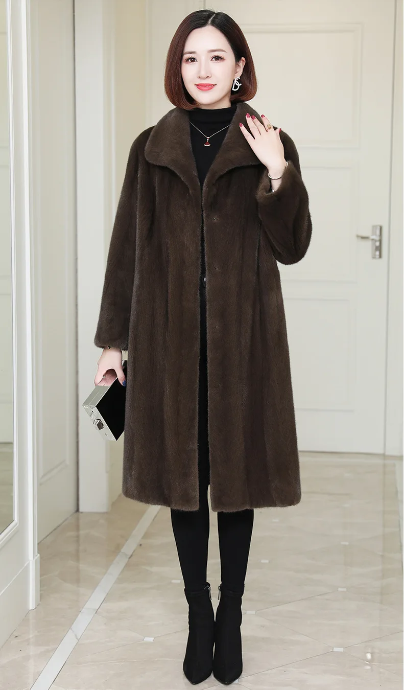 Custom Factory Direct Supply Women Artificial Faux Mink Fur Long Coat Plus Size Fake Fur Overcoat
