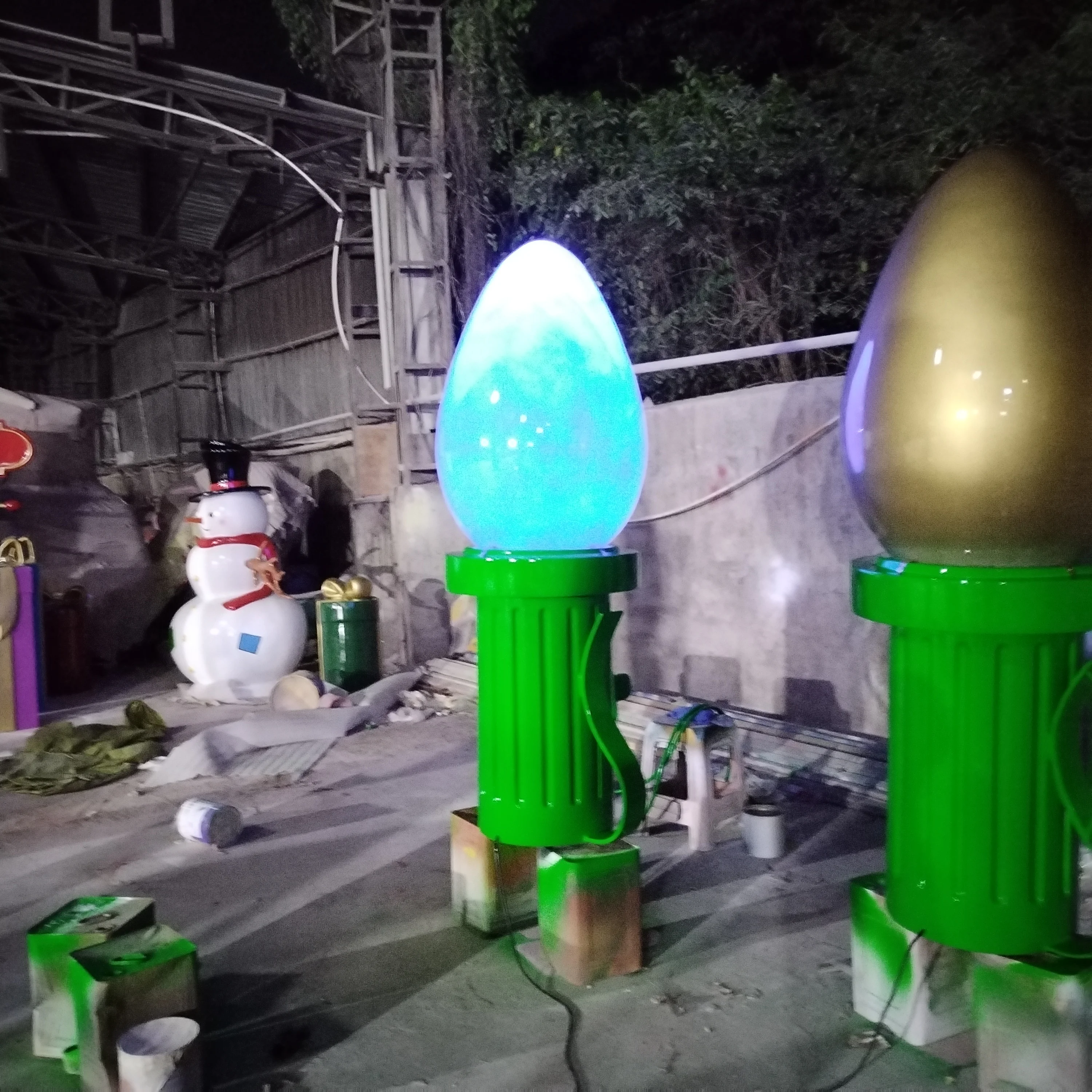 Commercial fiberglass 6ft large outdoor Christmas display Giant RGB LED C7 lights Bulb Photo Op Prop decorations