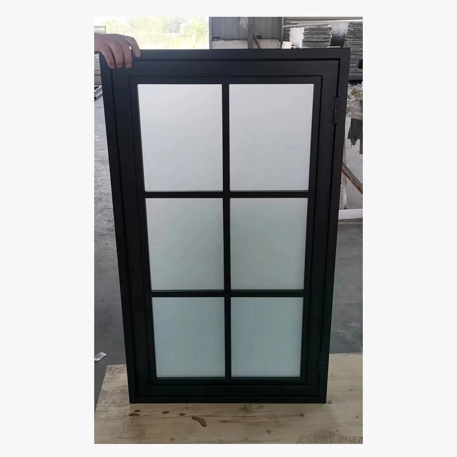 China Manufacturer Swing Open Exterior Black Metal French Steel Doors Panel With Hardware Kit