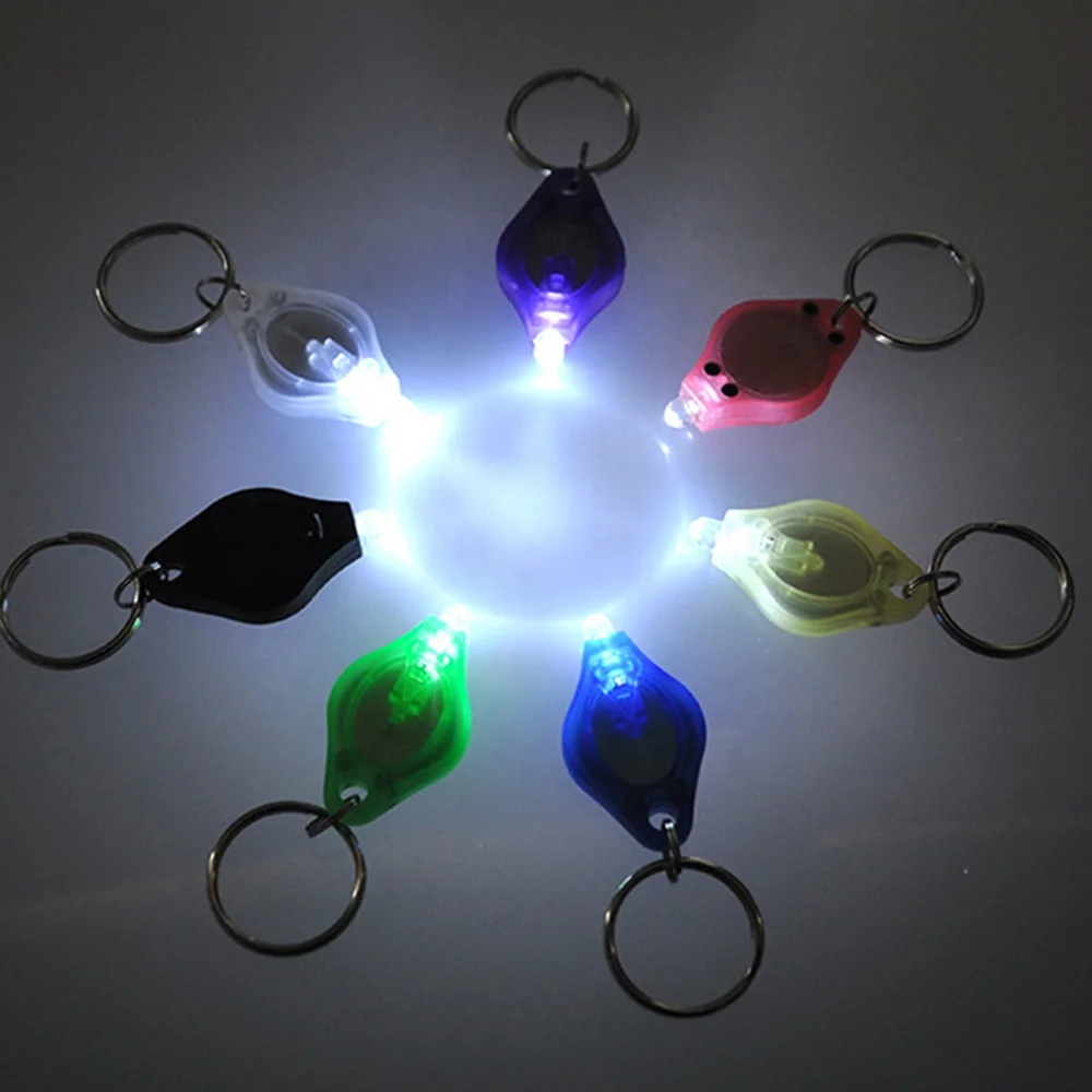 Factory Make CR2032 Press Switch Key Ring Super Mini LED Plastic Keychain