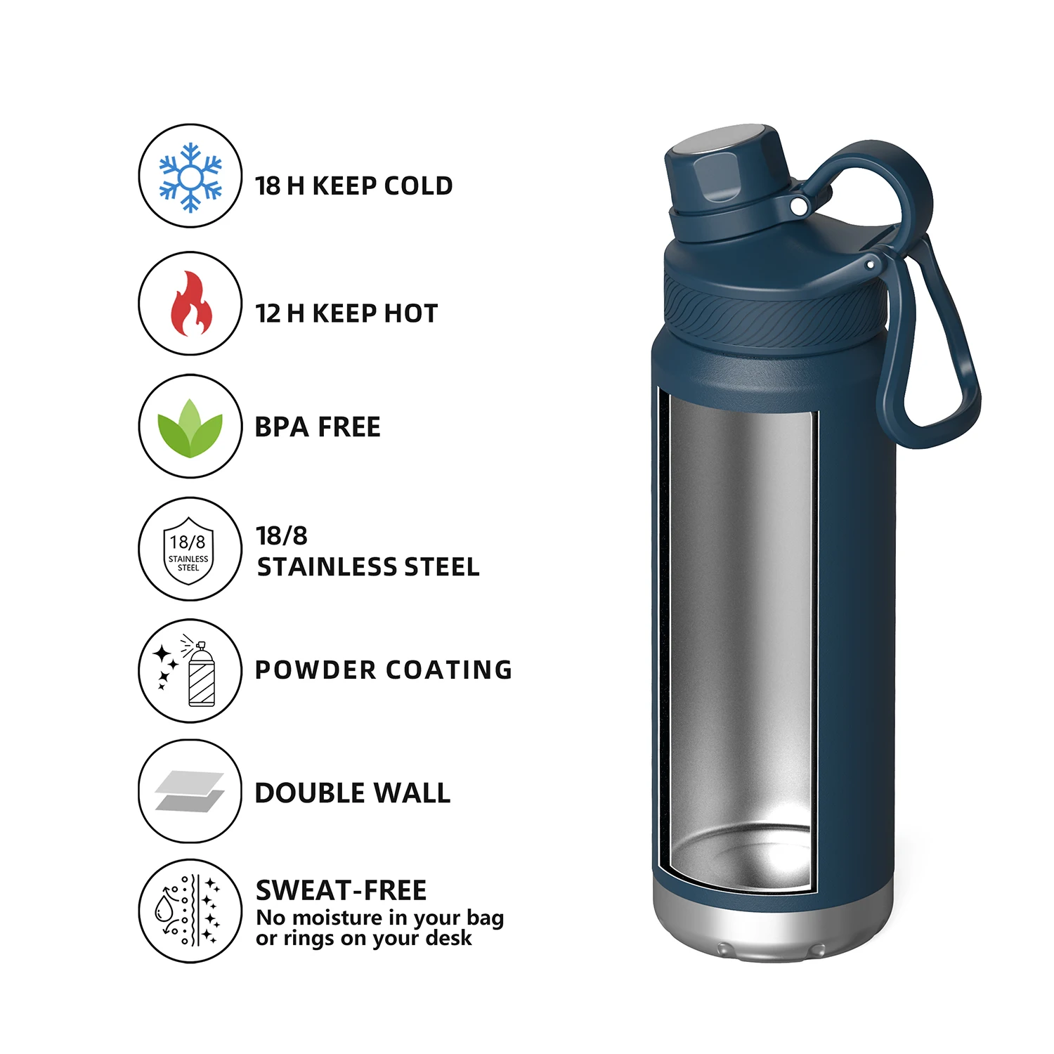 Factory supply 18/8 bpa free double wall insulated customized stainless steel water bottle