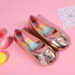 The round head unicorn flat casual shoes fashion children cartoon party princess shoes children sandals