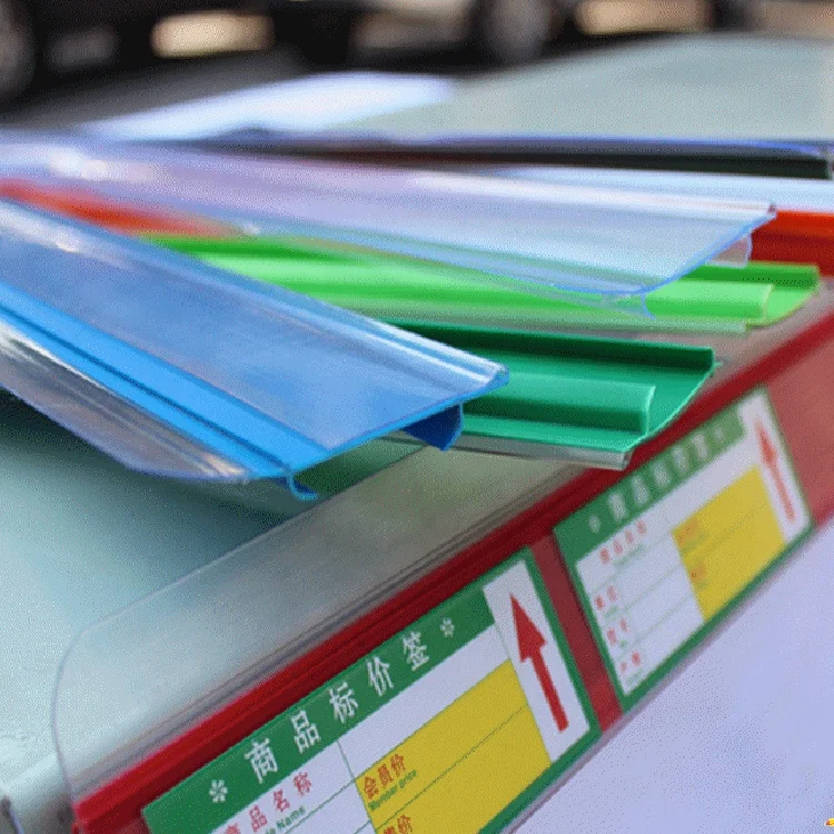 Supermarket Plastic Data Strips Curved Data Strip Label Holder Tag/Sign Holders for Flat Surf