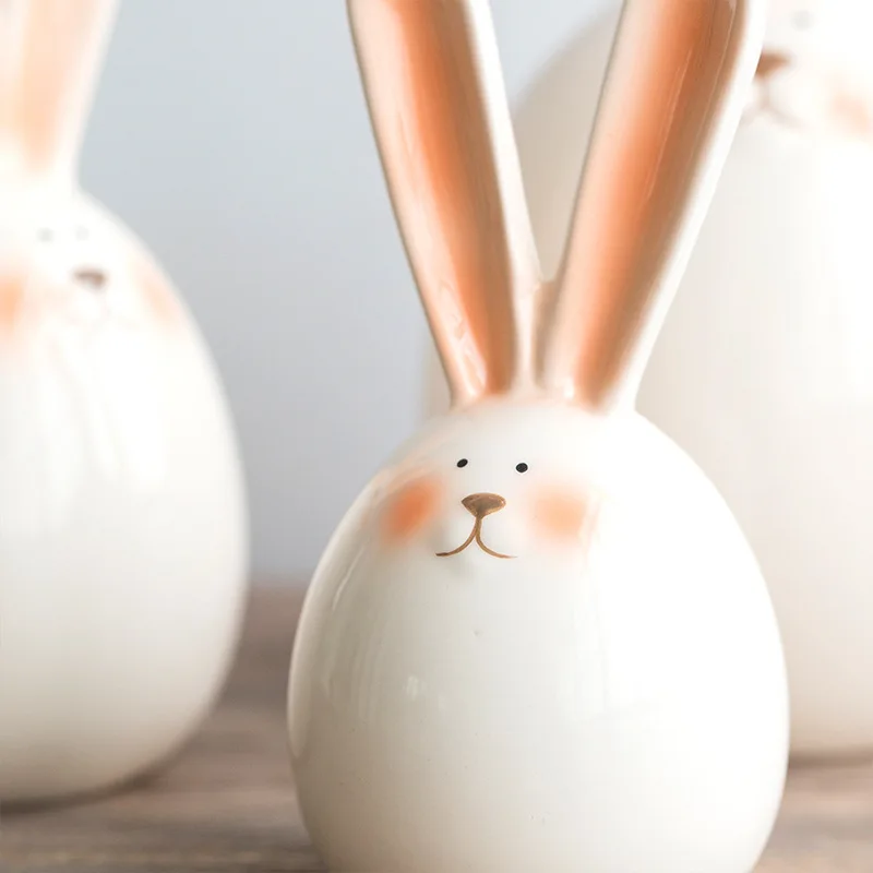 
Dropship Custom Home Decoration Accessories Living Room Colored Ceramic Rabbit Figurine 