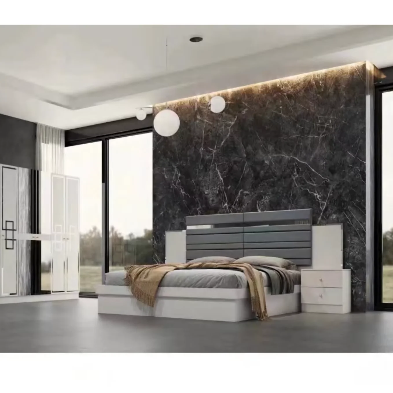Leather  Bed Luxury King Size Beds Simple Soft bed Bedroom Furniture Frame Design For Home Hotel