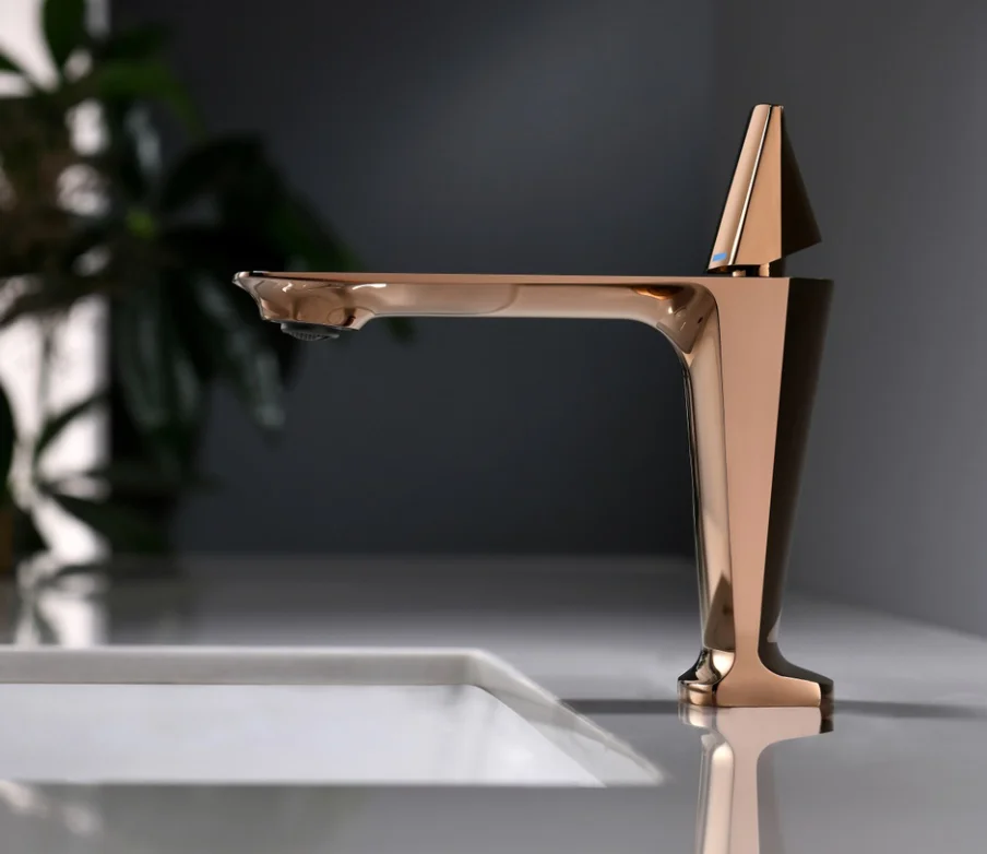Fapully Rose Gold Wash Single Lever Mixer Bathroom Tap Modern Design Brass Basin Faucet