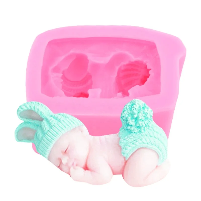 DM693 Creative Sleeping Baby Silicone Mould Craft Baby Shower Birthday Party Liquid Handmade Soap Mold For Handmade Gifts