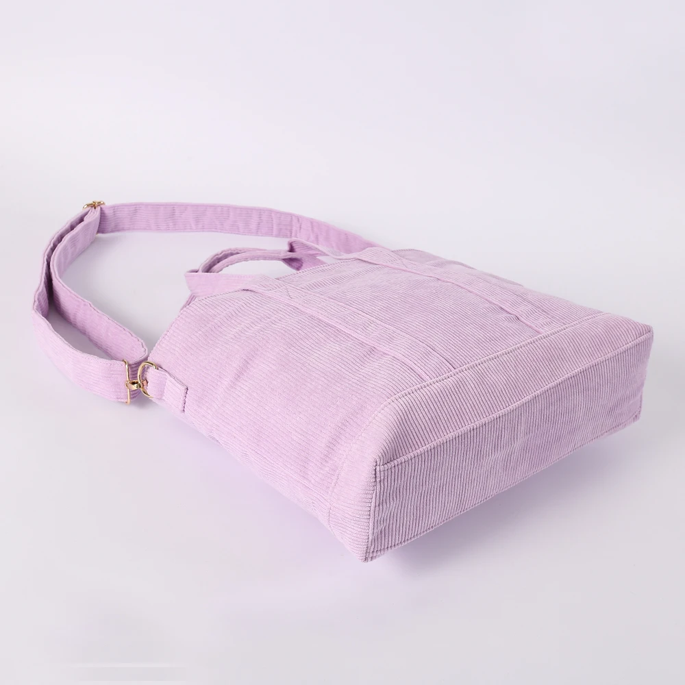 Large Capacity Travel Sports Daily Use Long Adjustable Straps Corduroy Handbags Woman Handbags Ladies Tote Bag Corduroy Tote Bag
