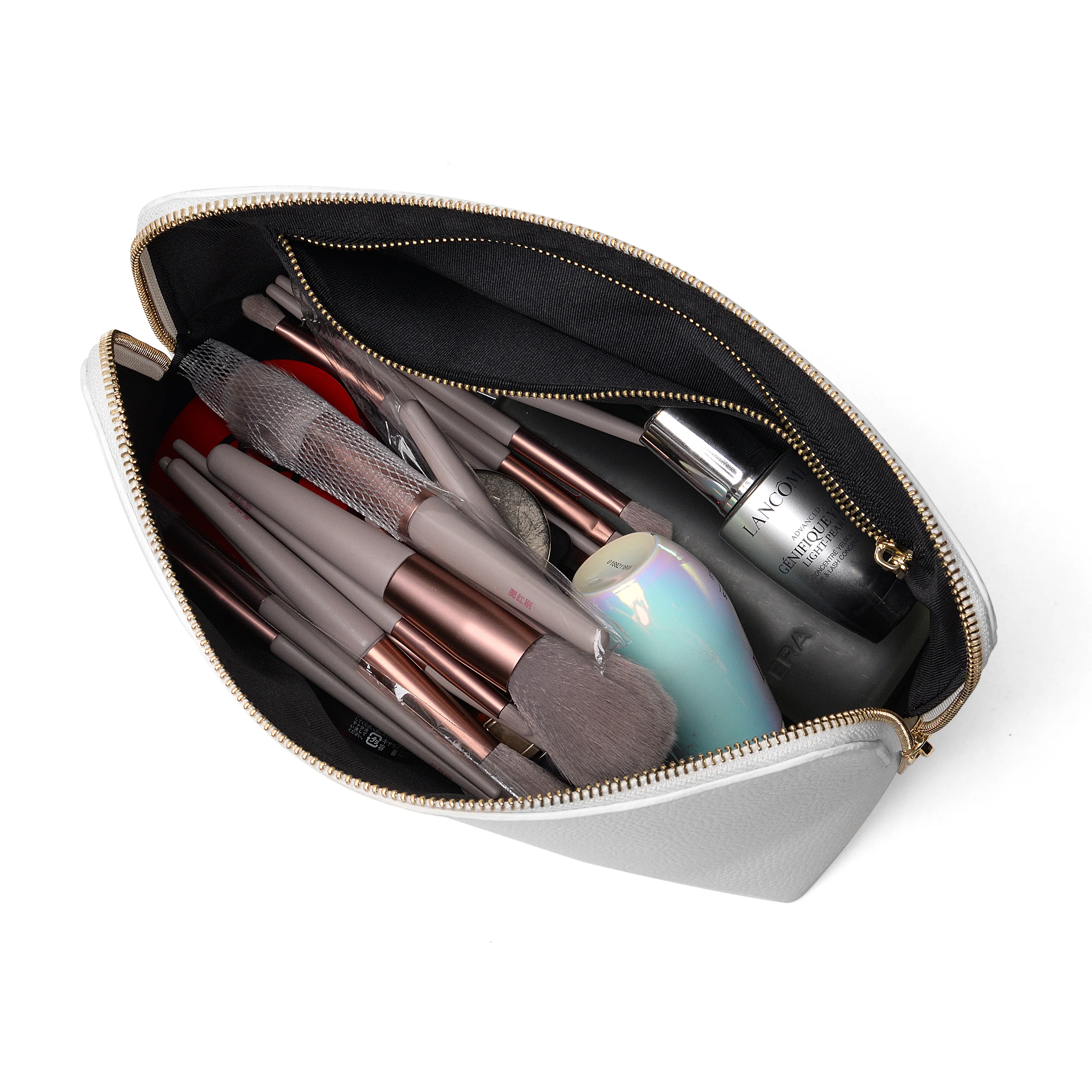 Fashionable Promotional PU leather Travel Toiletry Custom Logo  Makeup Large Capacity  Skincare Cosmetic Partition Storage Bag