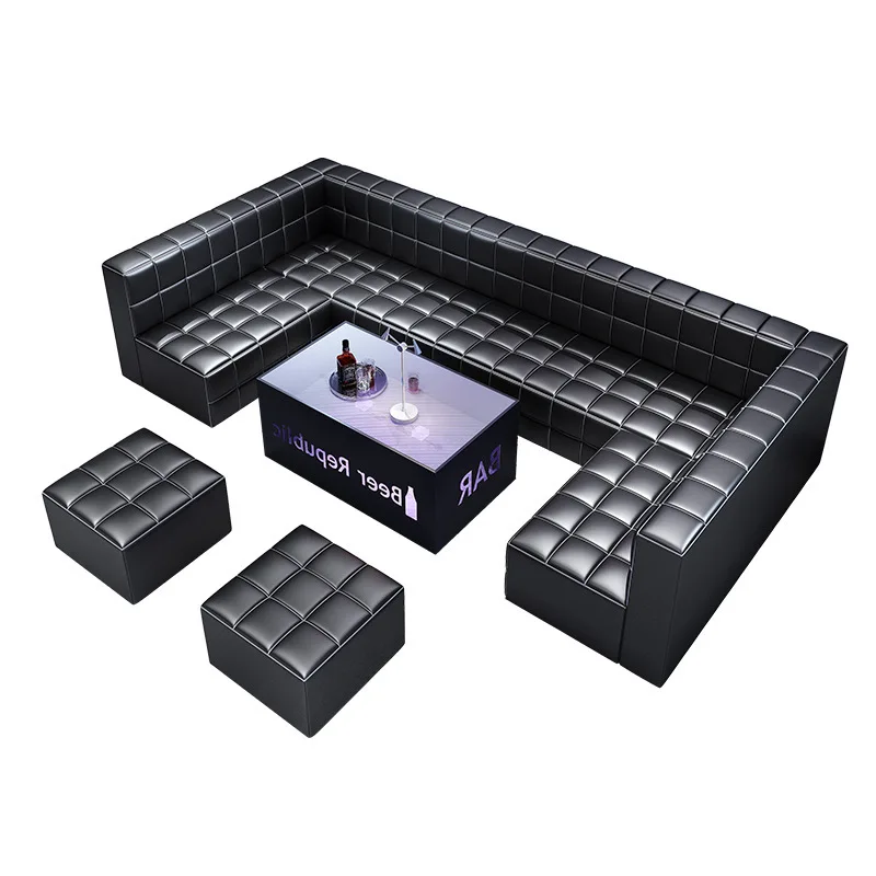 Nightclub  Exterior Hall Wine  Lounge Furniture Dance Club Pub Disco U Shape Leather Vip Bar Sofa Sets