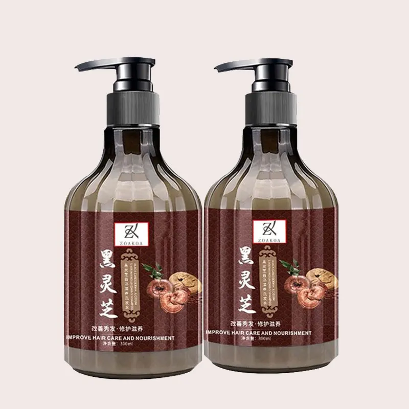 2021 Factory price wholesale natural hair growth shampoo with Black Ganoderma Lucidum Shouwu extract for daily life