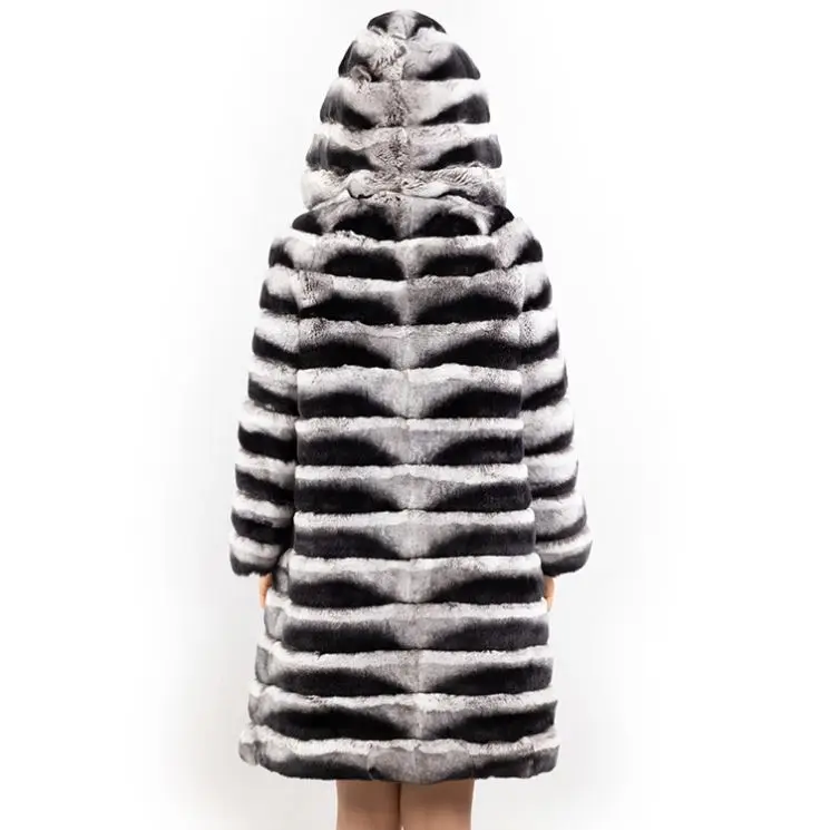 new style luxury fur coat istanbul 90cm long hooded chinchilla real rex rabbit fur women coats