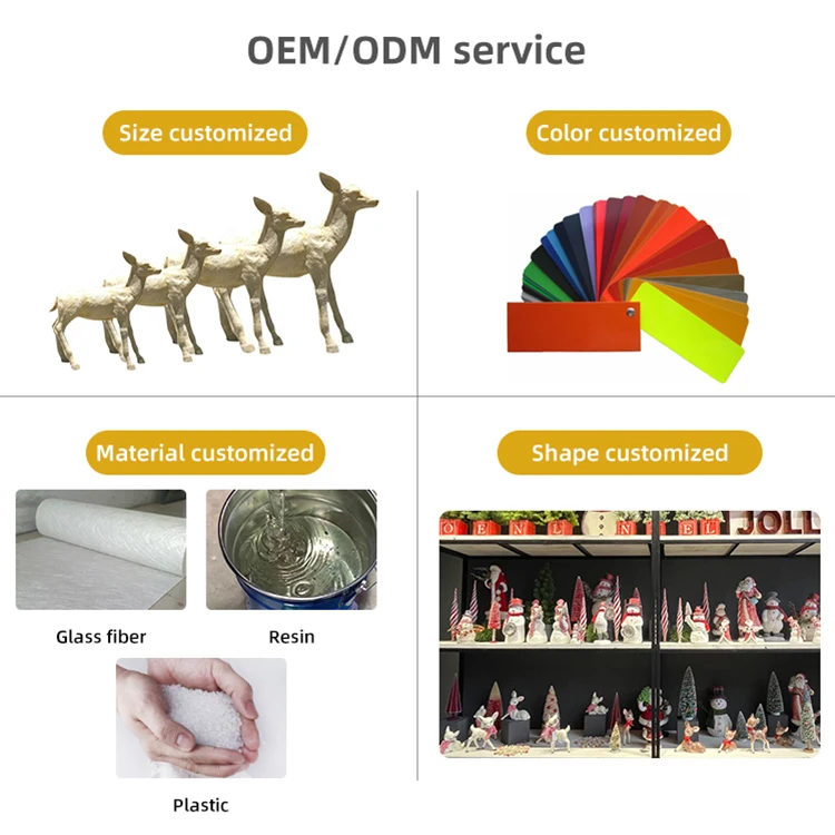 Good Price Custom Outdoor Christmas Decor Resin Commercial Reindeer Statue With LED Light