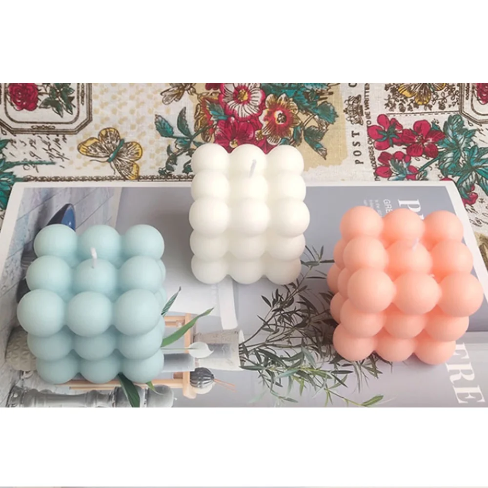 High quality delicate cube scented soy wax paraffin bubble candle