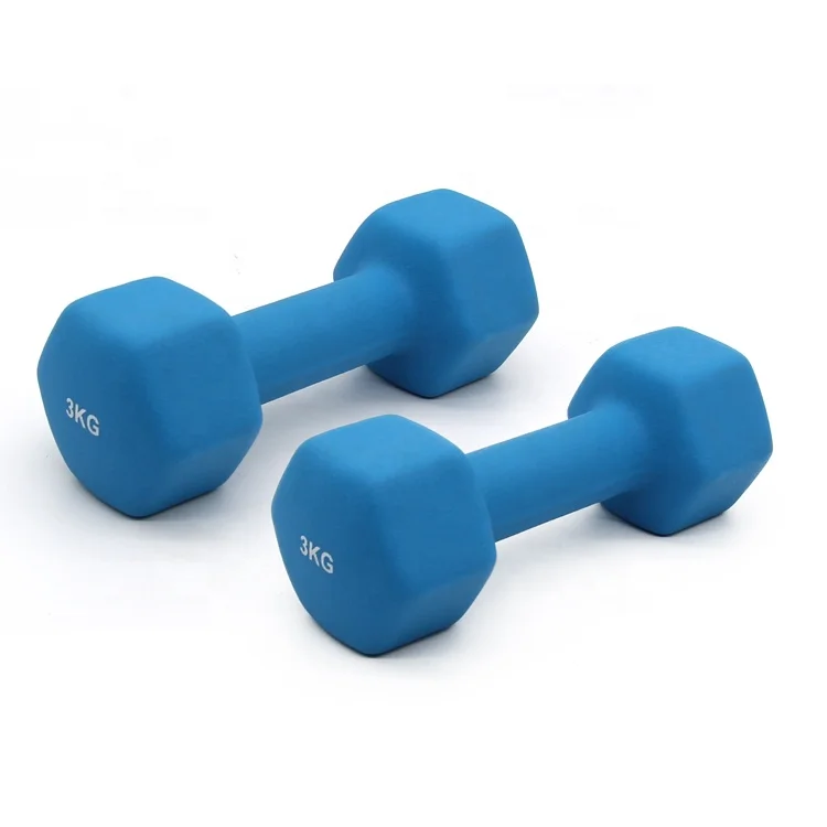 Wholesale Colorful Home Fitness  Basics Easy Grip Hex  Neoprene Coated Workout Dumbbells