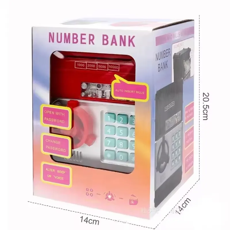 Electronic Auto-rolling Money with Password Safe  Coins Cash ATM Mini Creative Painted Piggy Bank Montessori Children Toy