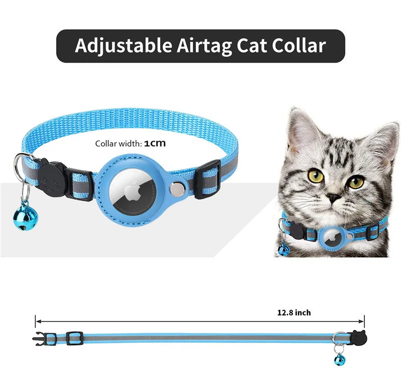 Rarewe In Stock Factory Supply Colorful Nylon Gps Tracker Reflective Small Pet Cat Airtag Dog Collar