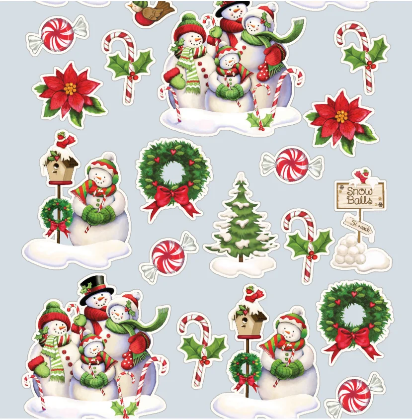 Wholesale Price Christmas Decoration Sticker Snowflakes Claus Reindeer Snowman Xmas Sata Paper Sticker