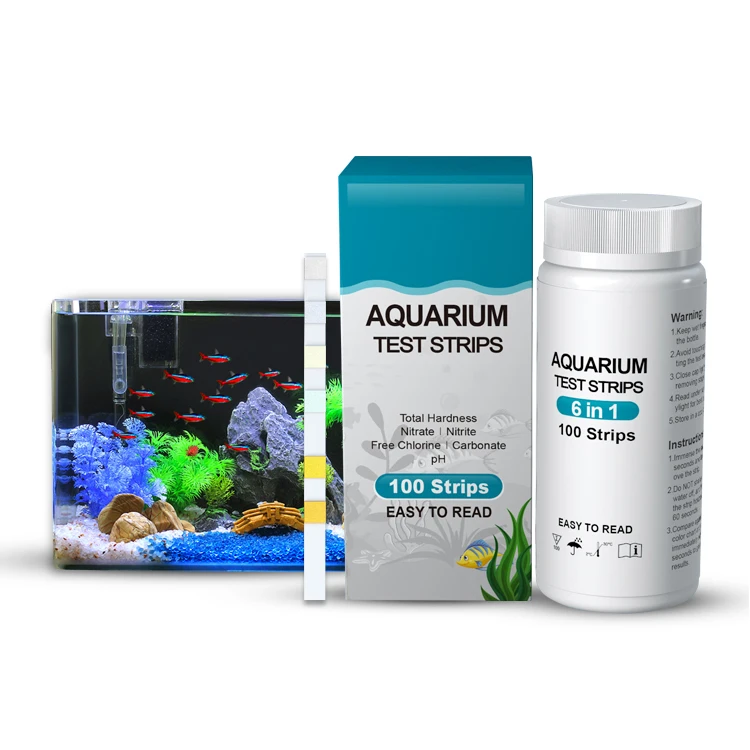 Aquarium PH Hardness Test Strips Kit Aquarium Water Total alkalinity Test strips 6 in 1 100 strips per plastic bottle