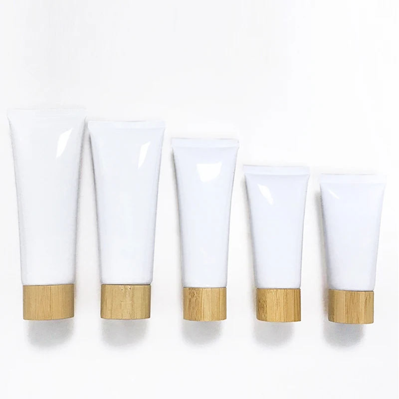 50g 60g 80g 100g 120g Empty Hand Cream Tube Bamboo Wood Cover Plastic Cosmetic Packaging Tube for Lotion Cream Shampoo