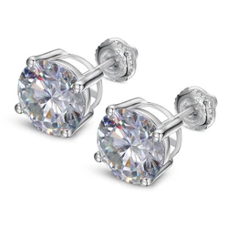 fine fashion jewelry gold plated statements 925 silver 1ct 2ct def color real moissanite diamond stud earrings screw back