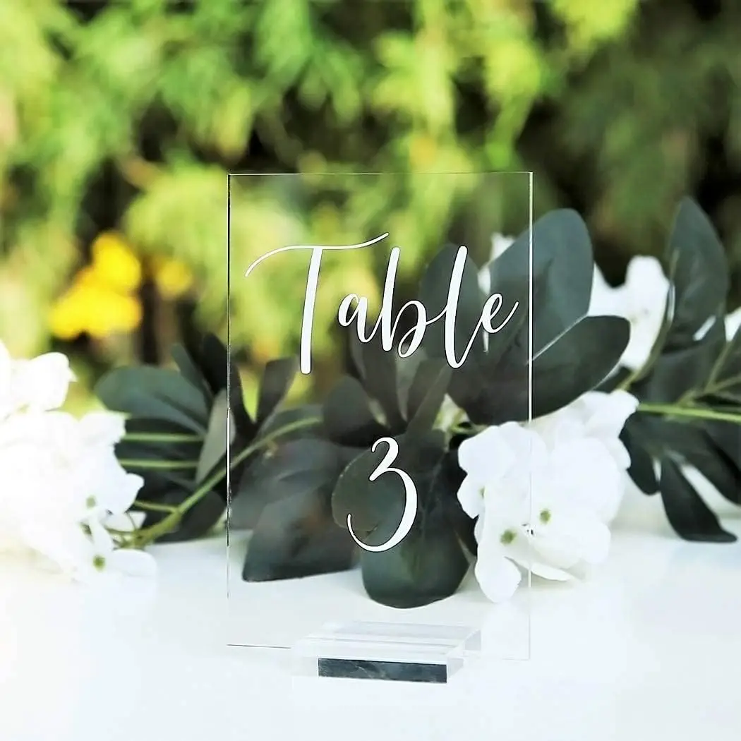 HDW Wholesale Rectangle Centerpiece Decorations Custom Acrylic Wedding Table Number for Wedding Reception