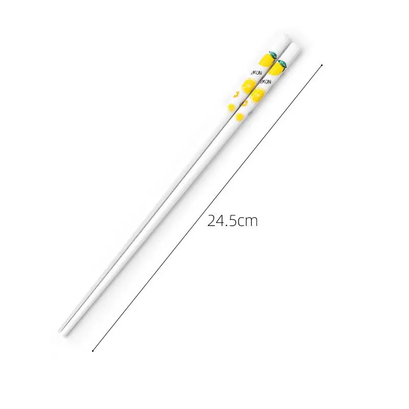 Cute Fruit Pattern Stainless Steel Coffee Food Steak   Ceramic Knife Fork and Spoon Chopsticks Western Tableware Set