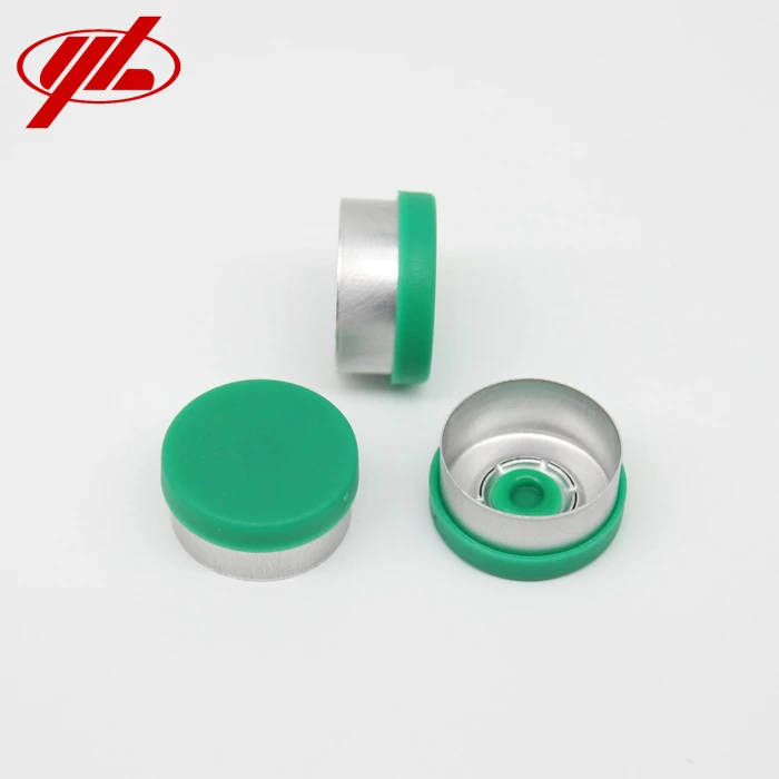 High Quality 13mm Green Unsmooth Plain Crimp Top Cap Aluminum Plastic Flip Top Cap for Sale