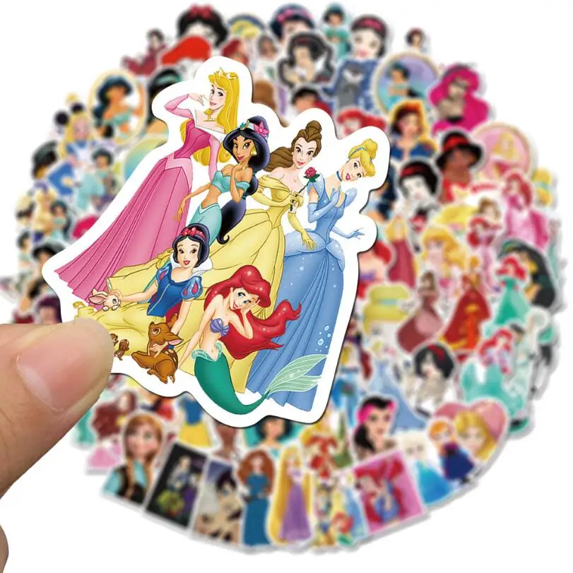 
ZY0005C 100/PCS Customized PVC stickers pink princess Cartoon stickers 