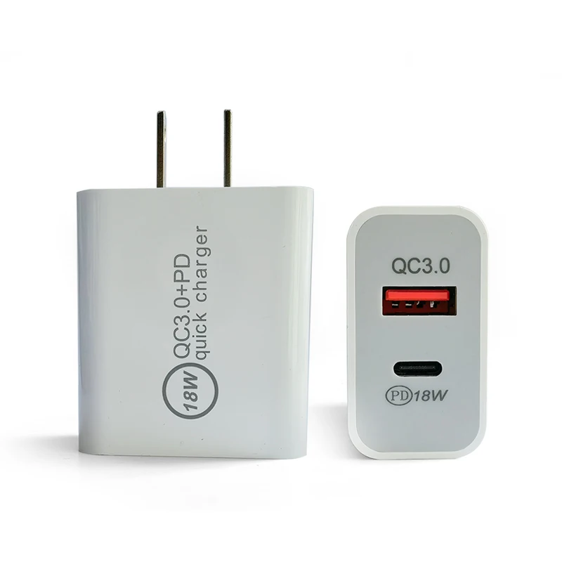 
High Quality Universal Usb Travel Charger USB Type c Dual Port US Plug Adapter Pd18W Qc3.0 Usb Wall Charger  (1600270398541)