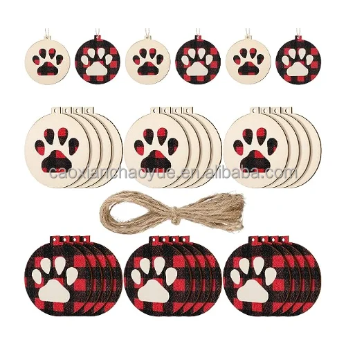 Factory Hot Sale DIY Wooden Christmas Ornaments Unfinished Predrilled Wood Circles for Holiday Hanging Decorations