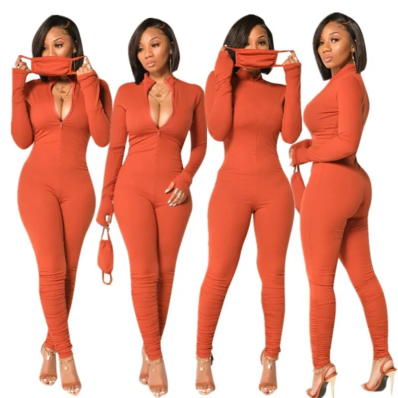 2022 new arrival spring High quality women long sleeve combinaison femme jumper suit elegant jumpsuits romper one piece jumpsuit