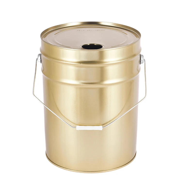 empty  20L 5gallon tight head closed Metal Gold Bucket For Paint Tin Bucket Jerry Can With Spout Lid