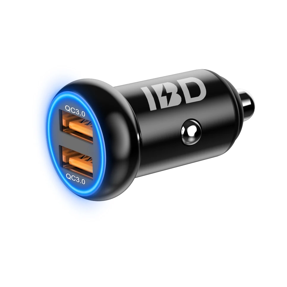 CE FCC ROHS Certification Professional Manufacturer Custom Logo 2 Ports 36W QC 3.0 Car Charger