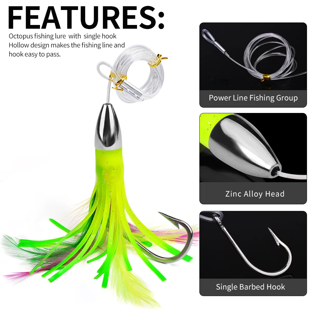 Metal Trolling Skirt Tuna Lures 15cm/48g Sinking Boat Biomimetic Squid Lure Bait Bird Tuna Mahi Sea Trolling Fishing Bait