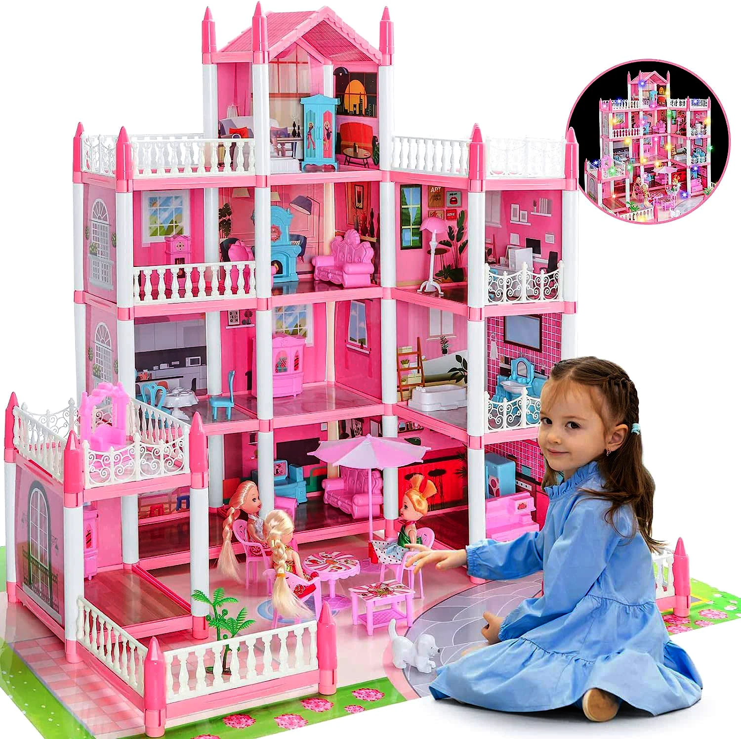 WANHUA wholesale doll house princess room pink gabby doll house
