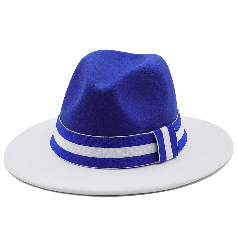 BESTELLA Brand Wholesale multicolored vintage color contrast casual high quality flat wide brim Two Tone felt fedora hats