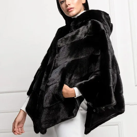 wholesale factory price 2021 fashion fur cape ladies mink fur poncho