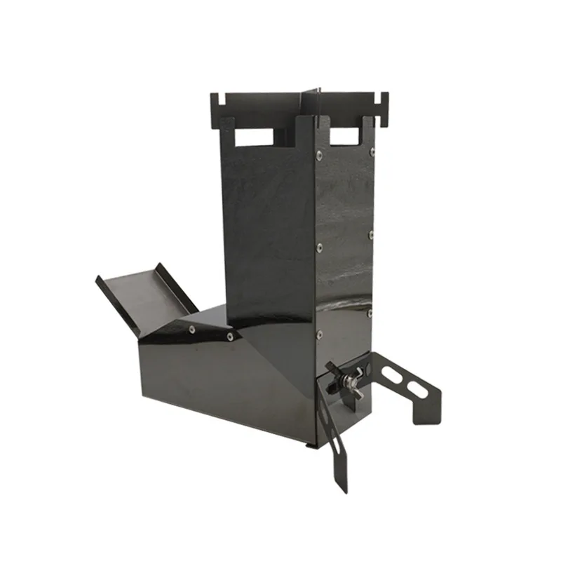 Custom Design Outdoor Picnic Barbecue Folding Black Stainless Steel Portable Wood Burning Camping Rocket Stove