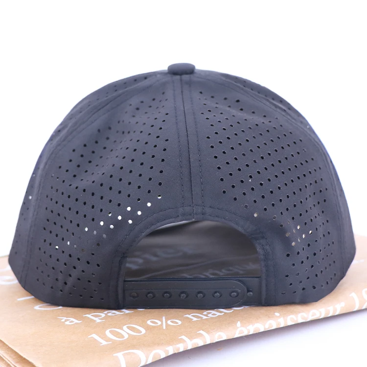 athletic water resistant men waterproof golf hat hole laser cut perforated 5 panel polyester baseball caps with custom logo