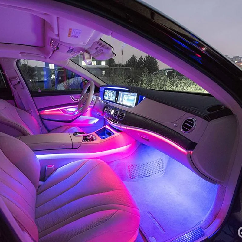 Автомобильные оптоволоконные атмосферные лампы 6 in1lights, 8 м, RGB, управление через приложение, освещение салона автомобиля, окружающий свет, декоративная доска, дверь для audi