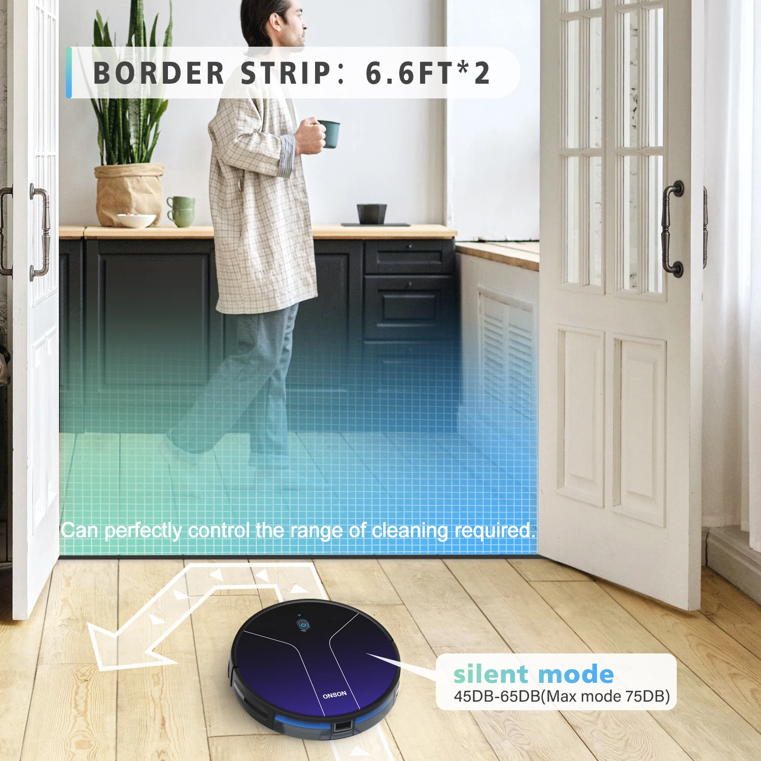 ONSON 2100Pa Wifi Tuya APP Amazon Alexa Google Home Compatible Robot Vacuum Cleaner