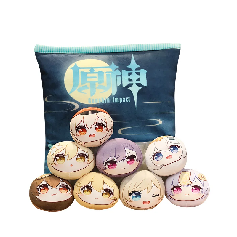 8PCS/Bag Game Genshin Impact Paimon Cosplay Plush Dolls Paimon Klee Qiqi Aether  Anime Figures Cartoon Stuffed Toy Gift