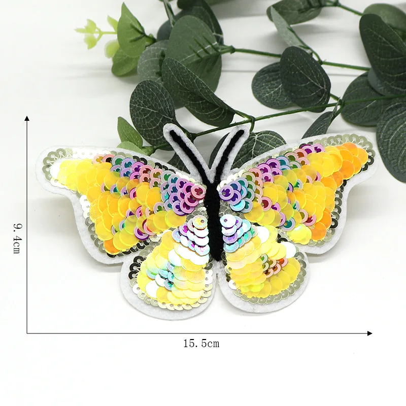 Factory Butterfly Sequins Sew On Iron On Patches For Clothes DIY Decoration T-Shirt Dresses Appliques
