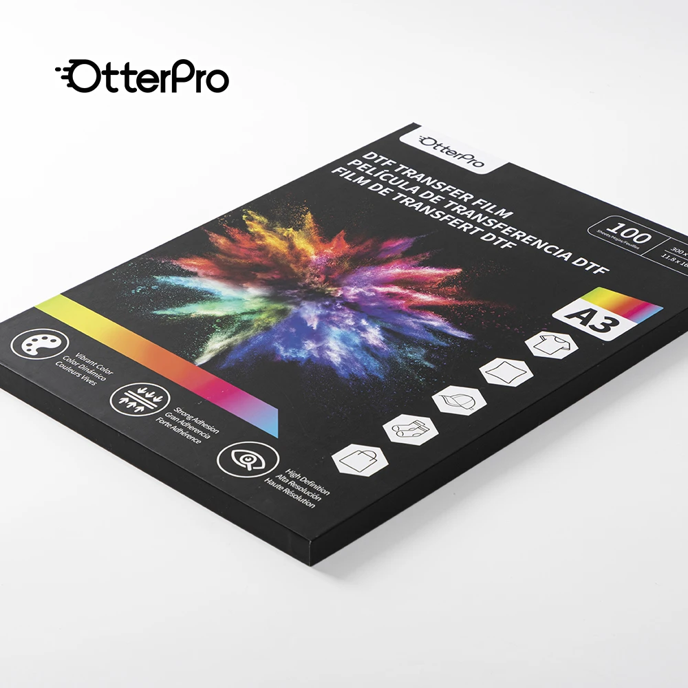 OtterPro Factory Hot Sale Glitter Silver Glitter Sheet A3 Paper Pet Direct to DTF Transfer Film Sheets
