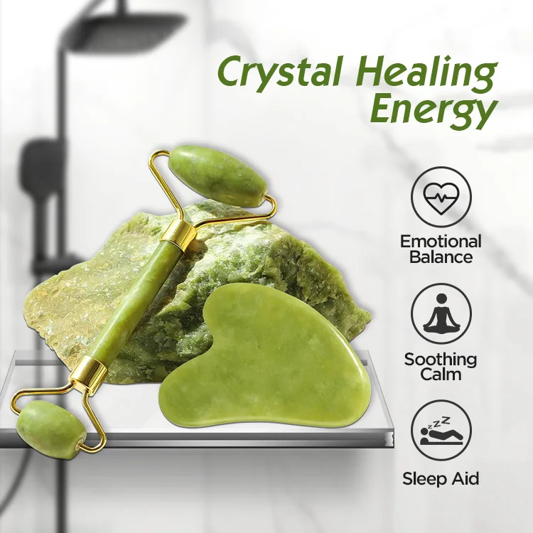 Jade Rroller и Gua Sha массажный инструмент зеленый розовый КВАРЦЕВЫЙ ролик для тела здоровый 100% натуральный нефритовый женщин