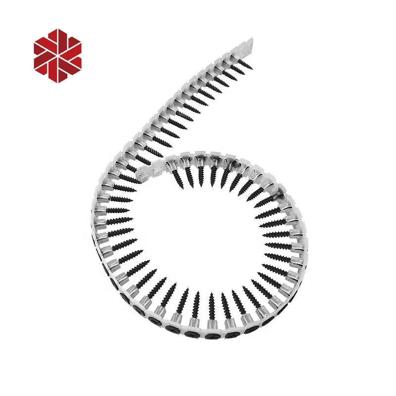 3.9x25 Self Tapping Collated Screw Gypsum Plastic Strip Bugle Head Coarse Threads Black Drywall Screw Collated