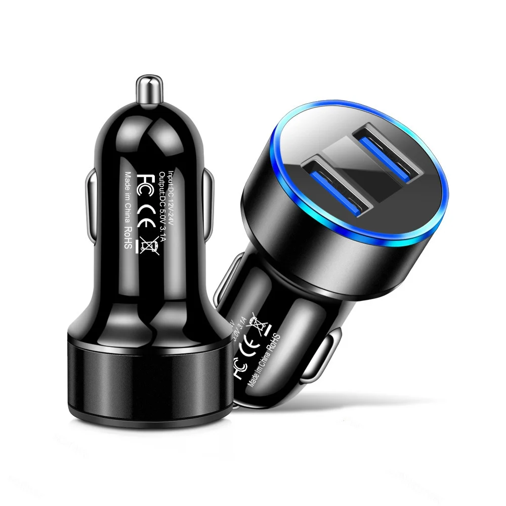 Best Seller Portable Chargers Car Adapter for iPhone Charger Voltage LED Display Cigarette Lighter Fast Charging USB Car Charger