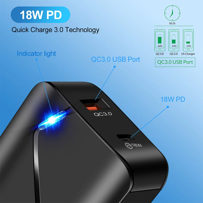 18 Вт мини стены USB зарядное устройство для мобильного телефона с разъемом спецификации Usb Type-c