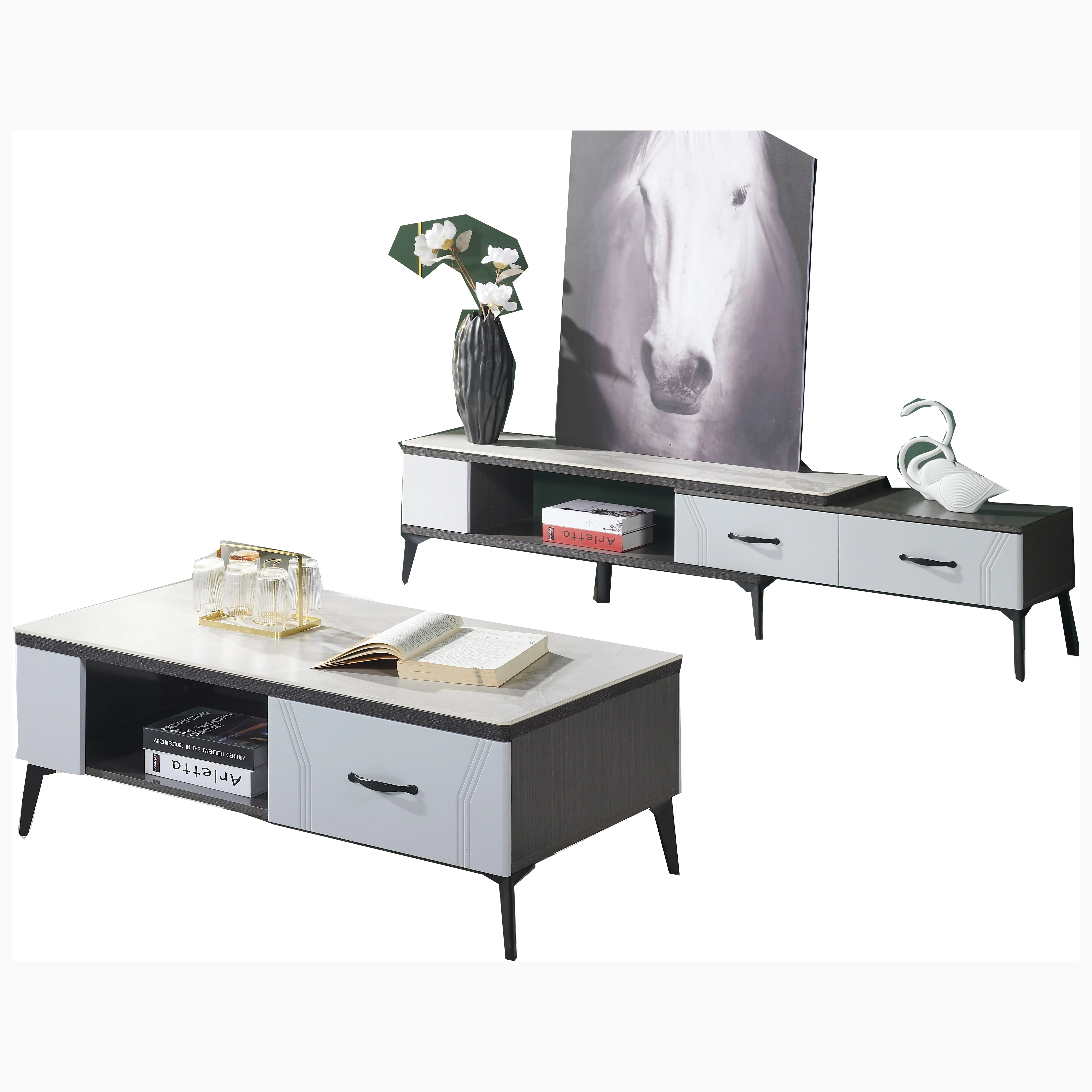 Modern High gloss MDF TV stand with LED lighting